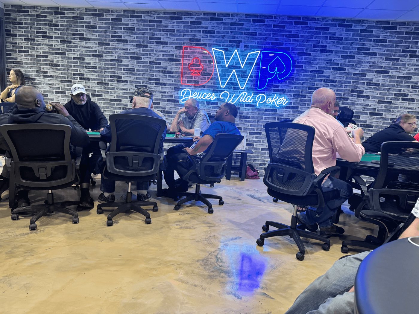 Inside the Deuces Wild poker room in Huntsville, TX